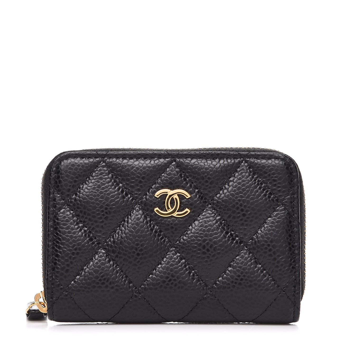 Caviar Quilted Zip Coin Purse Black