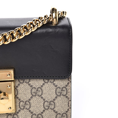 Gucci GG Supreme Monogram Calfskin Small Padlock Shoulder Bag Beige Black Cuir 13 of 14