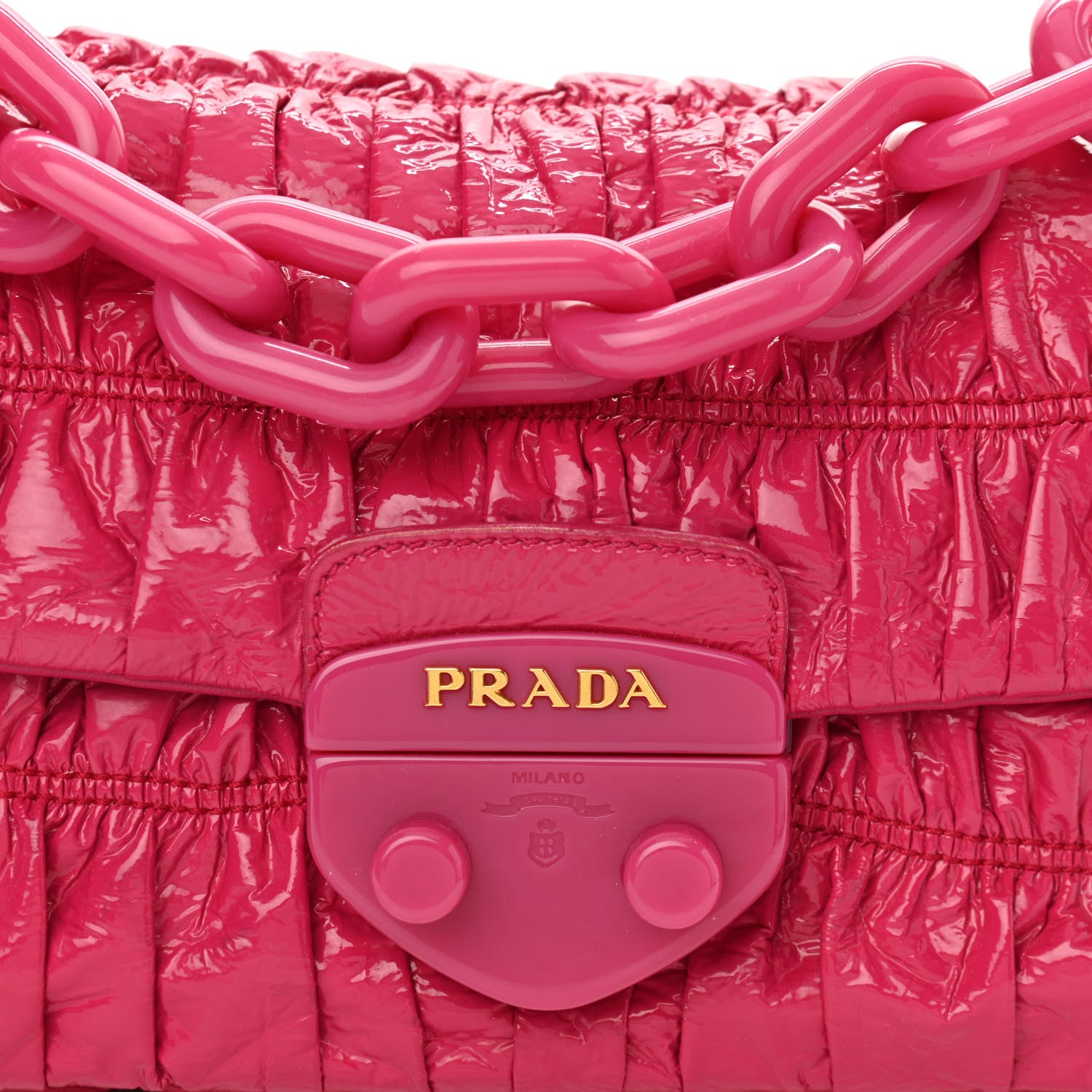 Prada Vernice Gaufre Shoulder Bag Fuxia 9 of 11