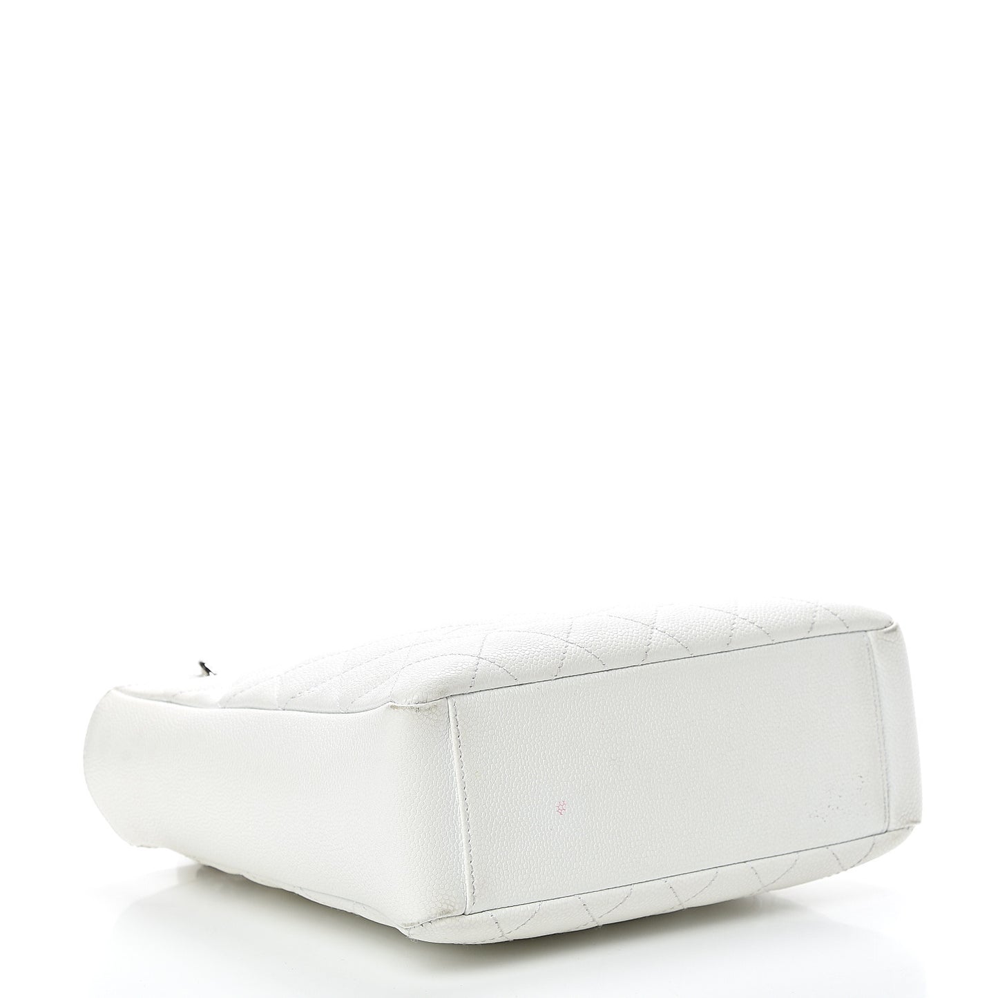 Caviar Quilted Petit Shopping Tote PST White