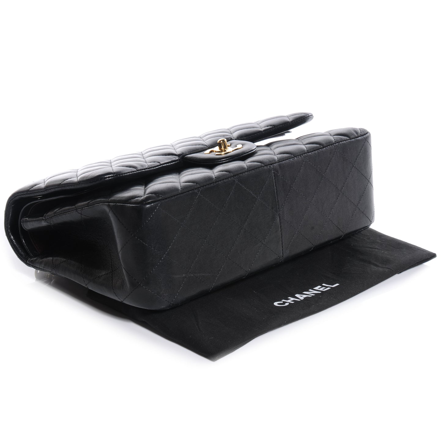 Lambskin Jumbo Double Flap Black