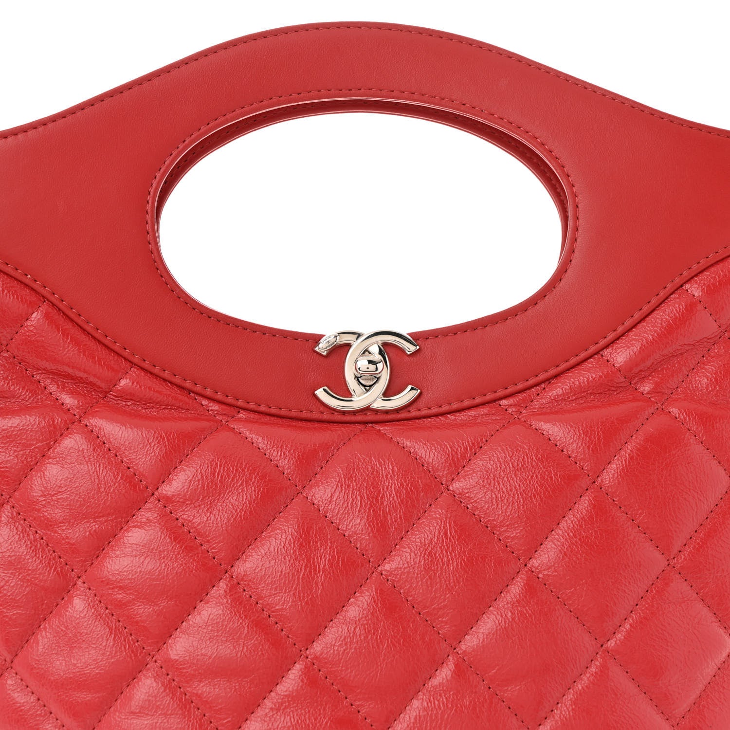 Chanel Shiny Crumpled Calfskin Quilted 31 Shopping Bag Red 8 of 13