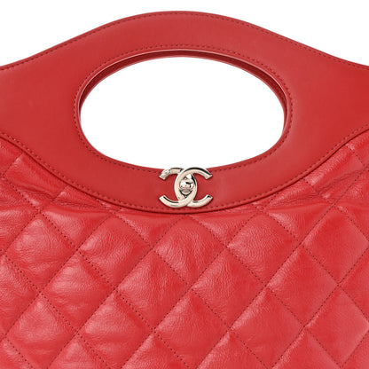 Chanel Shiny Crumpled Calfskin Quilted 31 Shopping Bag Red 8 of 13