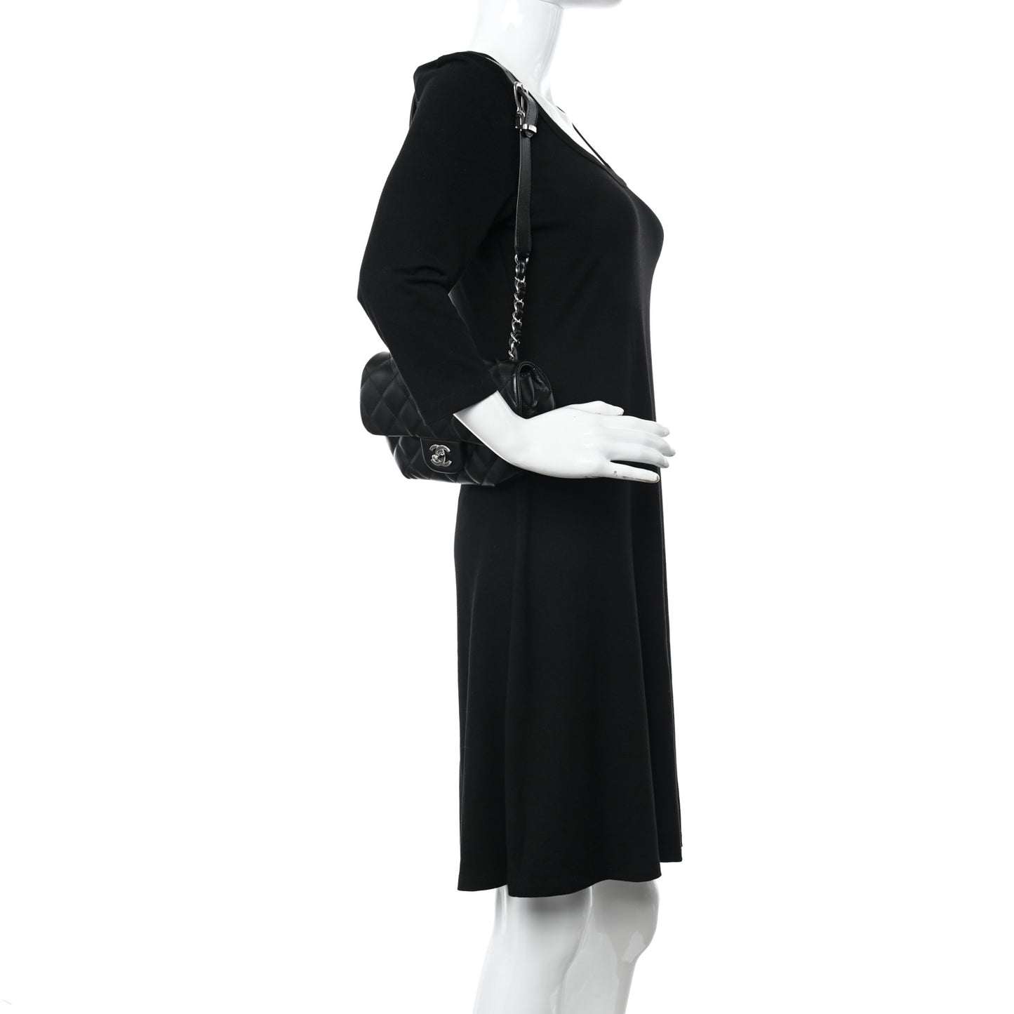 Calfskin Quilted CC Uniform Flap Belt Bag Black