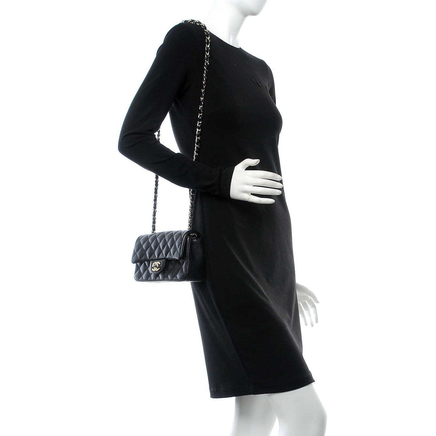 Caviar Quilted Mini Rectangular Flap Black
