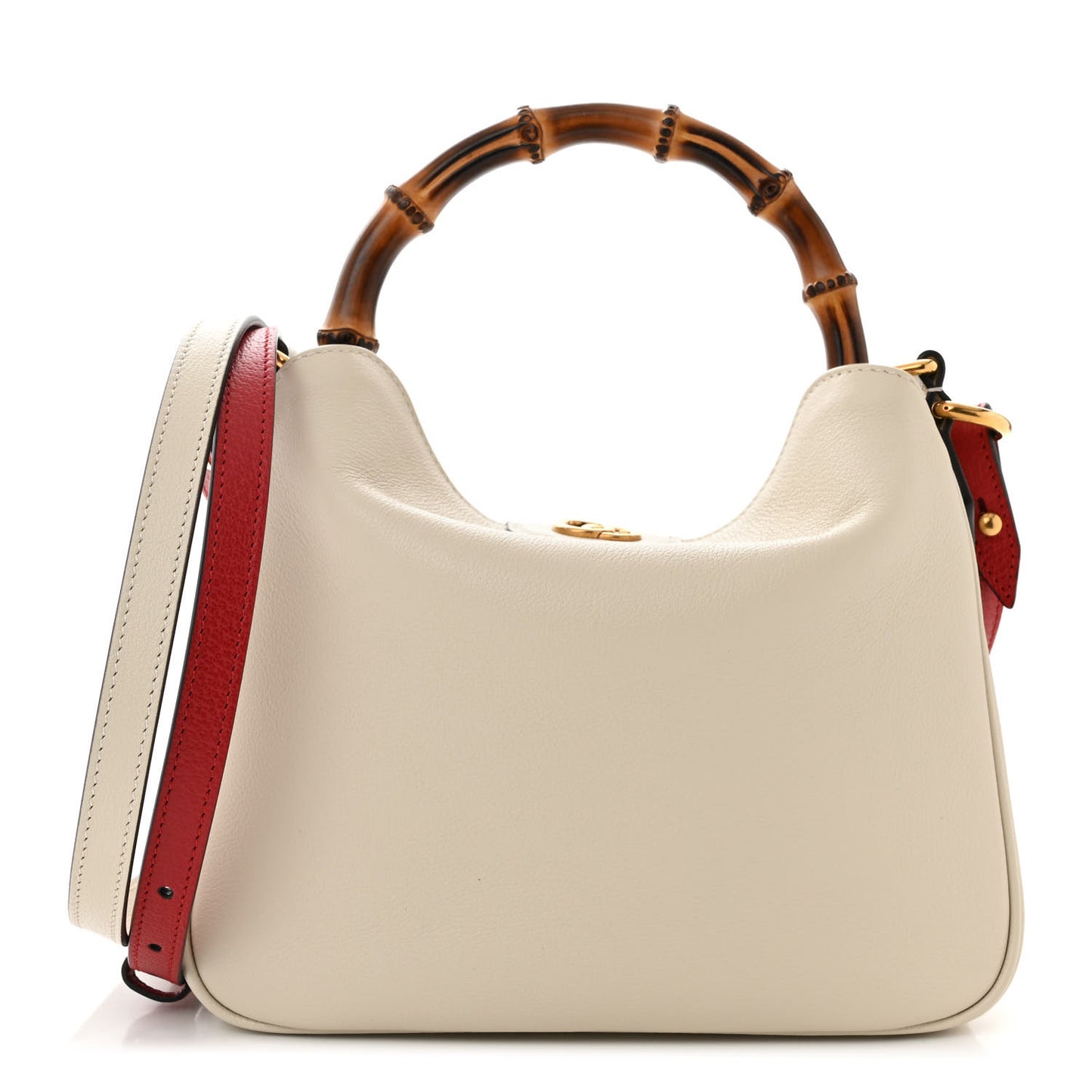 Softy Wonka Textured Dollar Calfskin Small Diana Shoulder Bag Mystic White Hibiscus Red