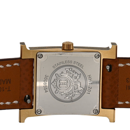 Hermes Stainless Steel Epsom 21mm Heure H Hour Quartz Watch Gold 4 of 5