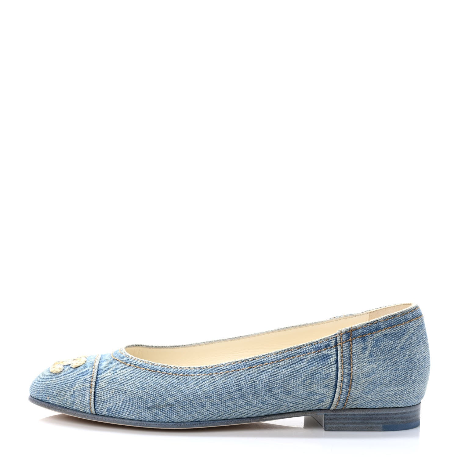 Chanel Denim CC Cap Toe Ballerina Flats 38 Light Blue 1 of 8