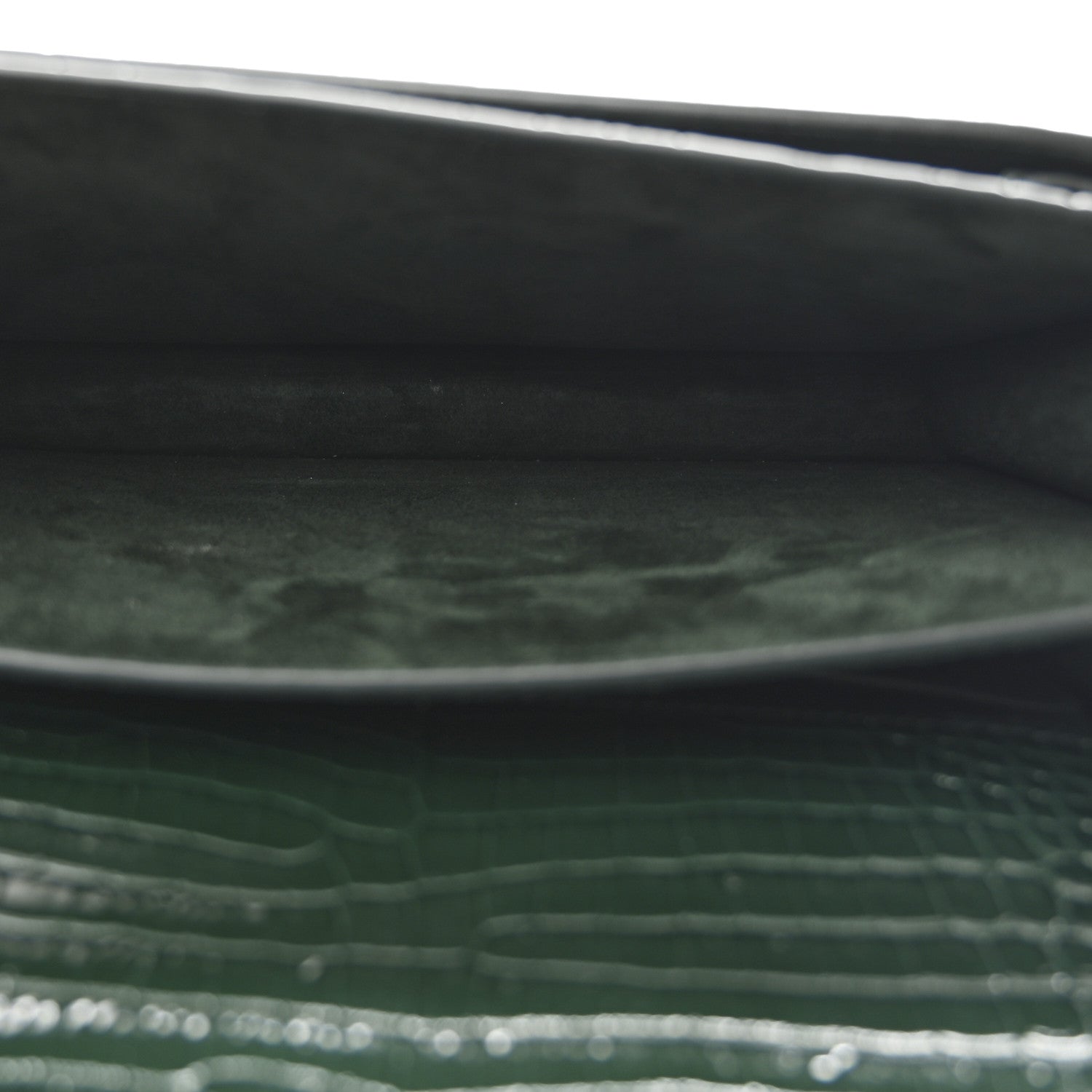 Saint Laurent Calfskin Crocodile Embossed Medium Monogram Sunset Dark Green 5 of 12