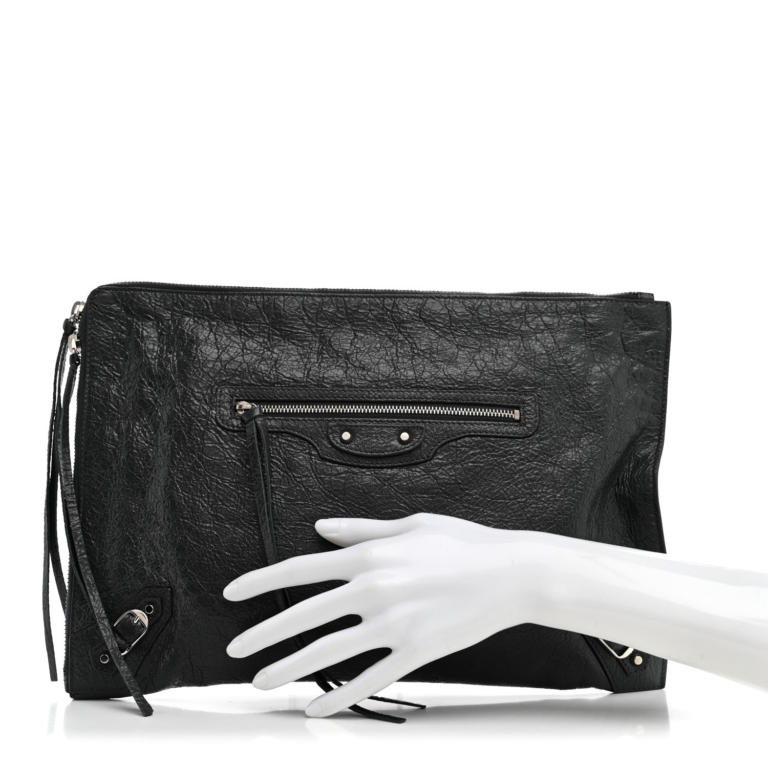 Balenciaga Agneau Classic Hardware Small Pouch Gris Fossile 2 of 8