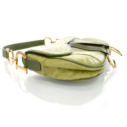 Christian Dior Ostrich Double Saddle Bag Green 6 of 9