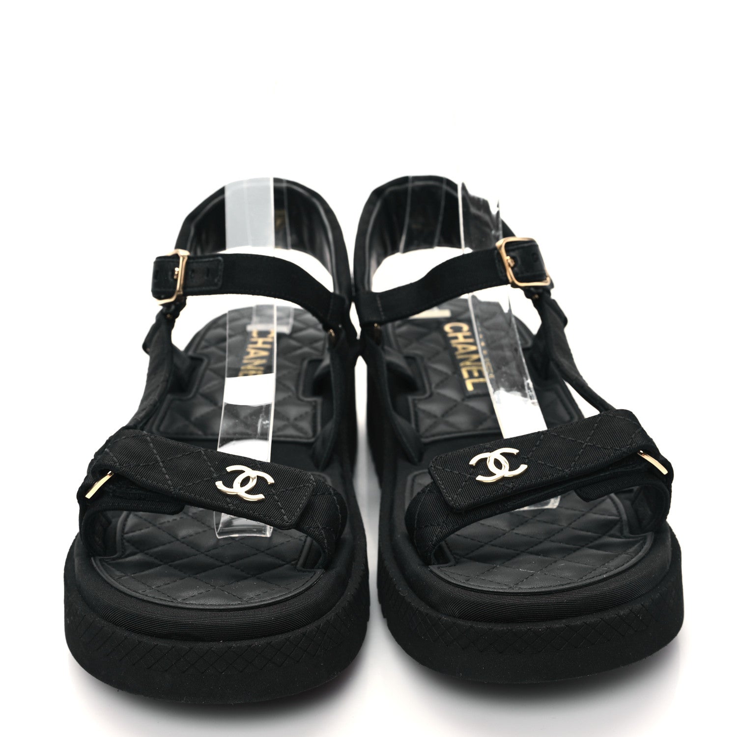 Chanel Grosgrain Logo Platform Sandals 41 Black 2 of 9