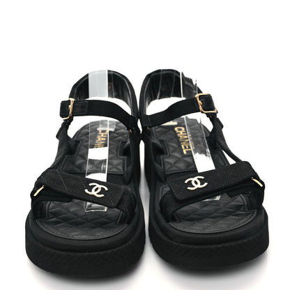 Chanel Grosgrain Logo Platform Sandals 41 Black 2 of 9