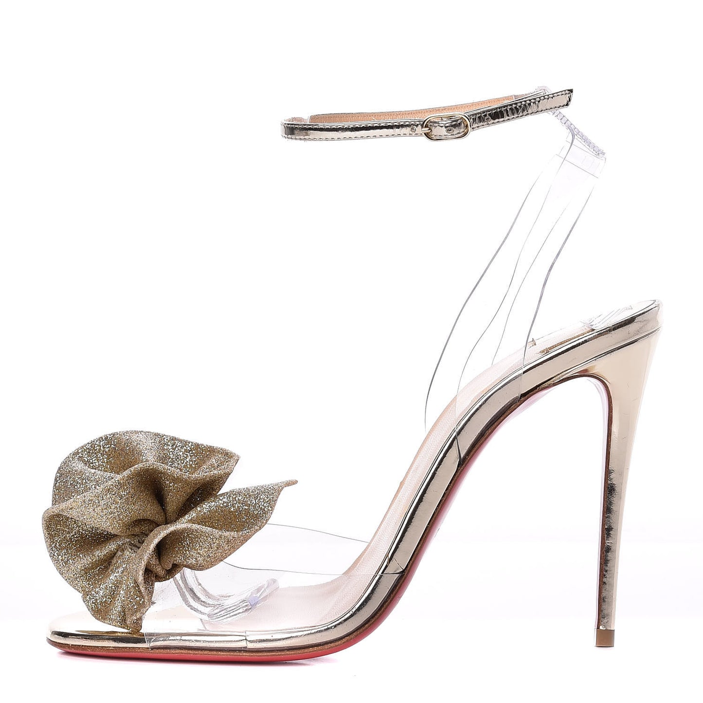 Metallic Calfskin Glitter Tonic PVC Fossiliza 100 Sandals 37 Version Light Gold
