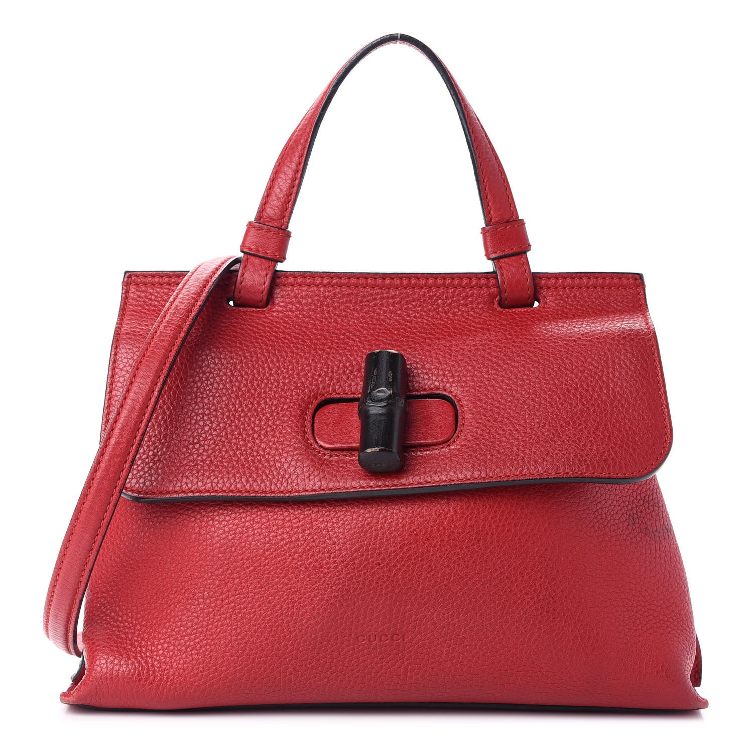 Gucci Cellarius Calfskin Small Bamboo Daily Top Handle Bag Hibiscus Red 1 of 13