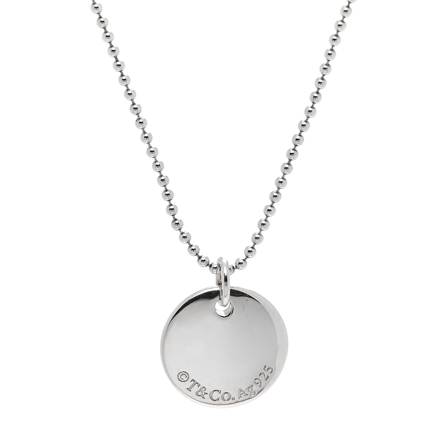 Sterling Silver Letter L Disc Pendant Necklace