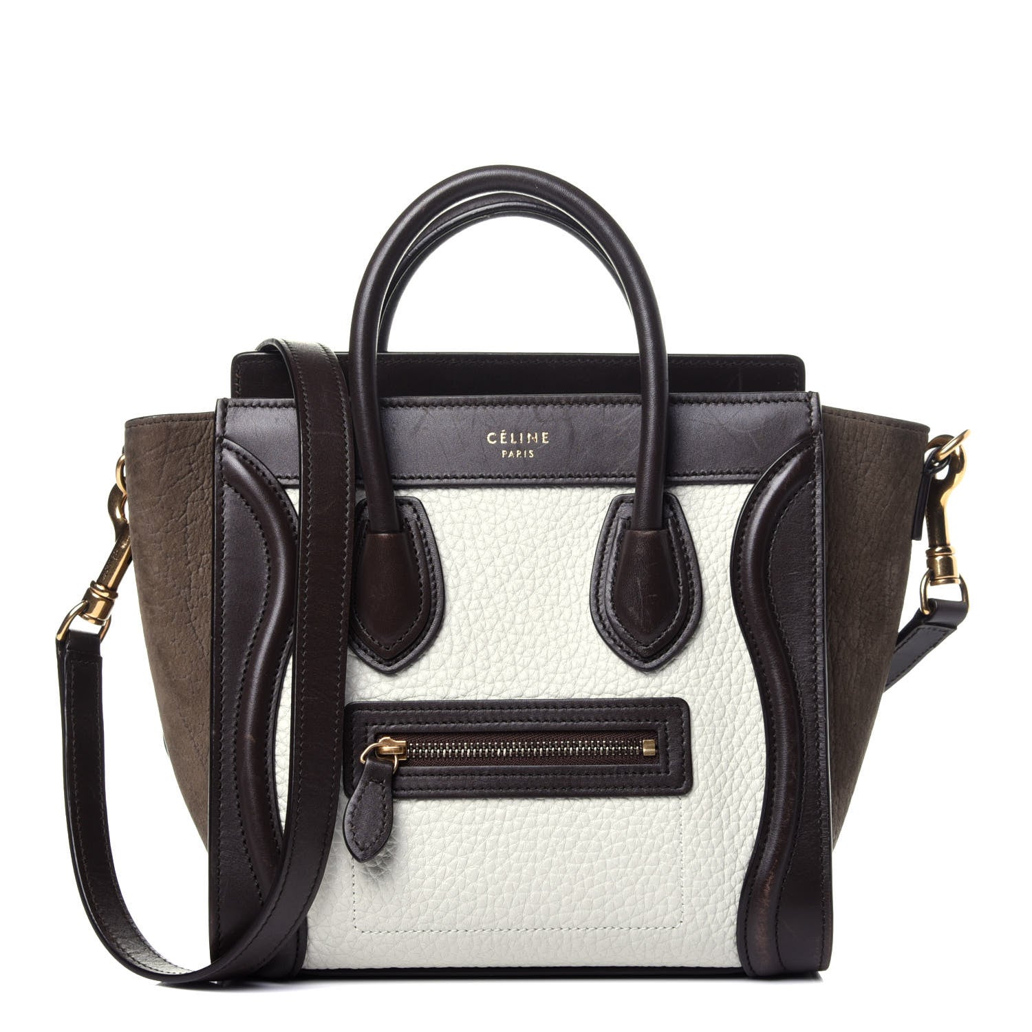Celine Bullhide Calfskin Suede Nano Tri-Color Luggage White 1 of 14