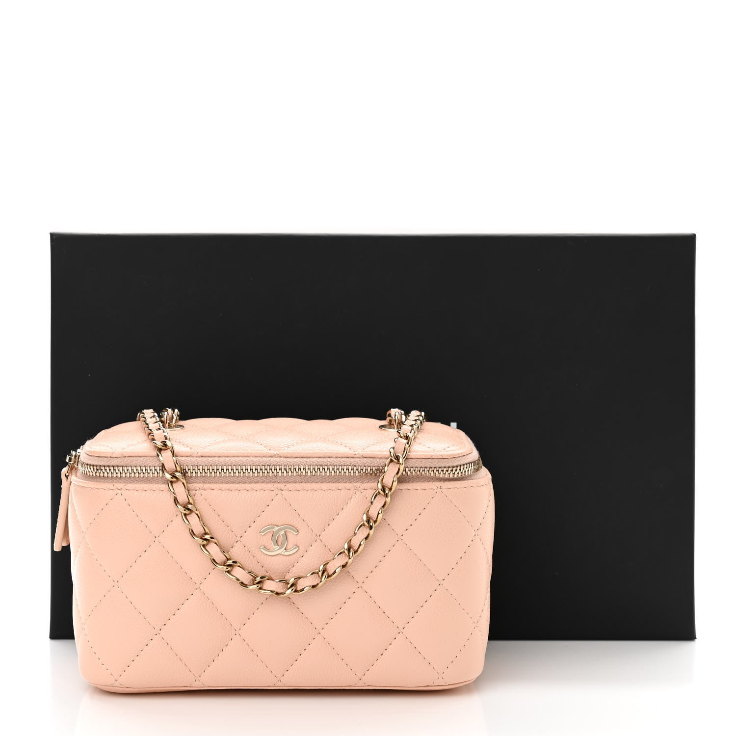 Chanel Caviar Quilted Small Vanity Case With Chain Light Beige 11 of 11