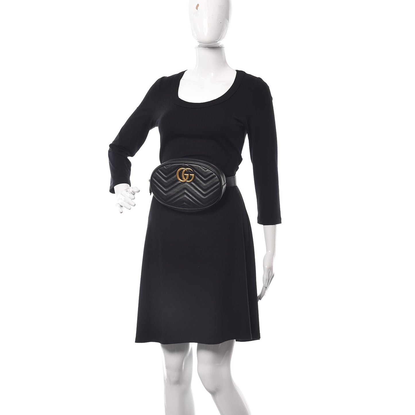 Calfskin Matelasse GG Marmont Belt Bag 95 38 Black