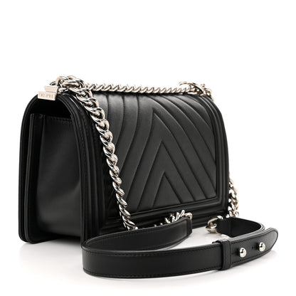 Chanel Calfskin Chevron Quilted Medium Boy Flap Black 3 of 11