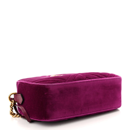 Gucci Velvet Matelasse Small GG Marmont Chain Shoulder Bag Fuchsia Violet Cyclamen 3 of 9