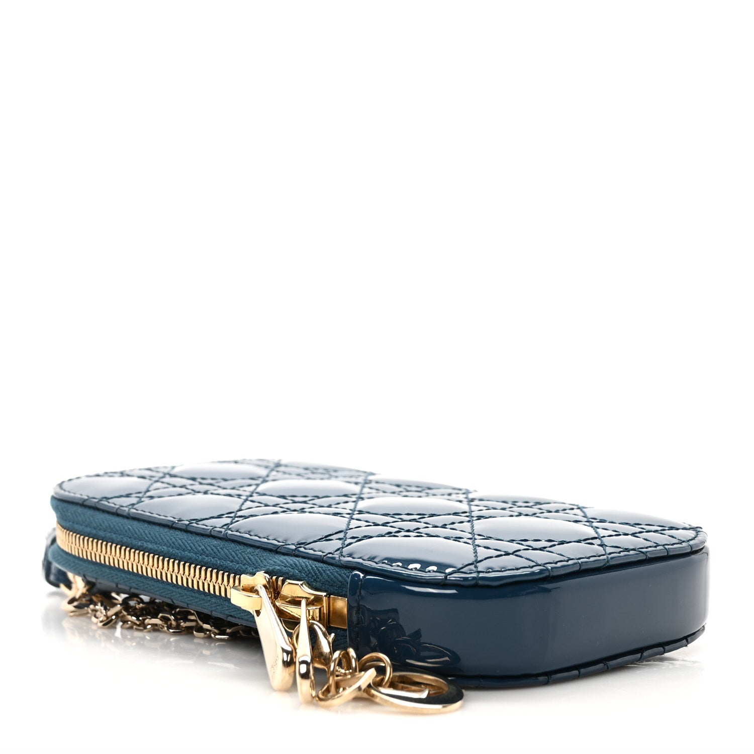 Christian Dior Patent Cannage Lady Dior Phone Holder Dior Blue
