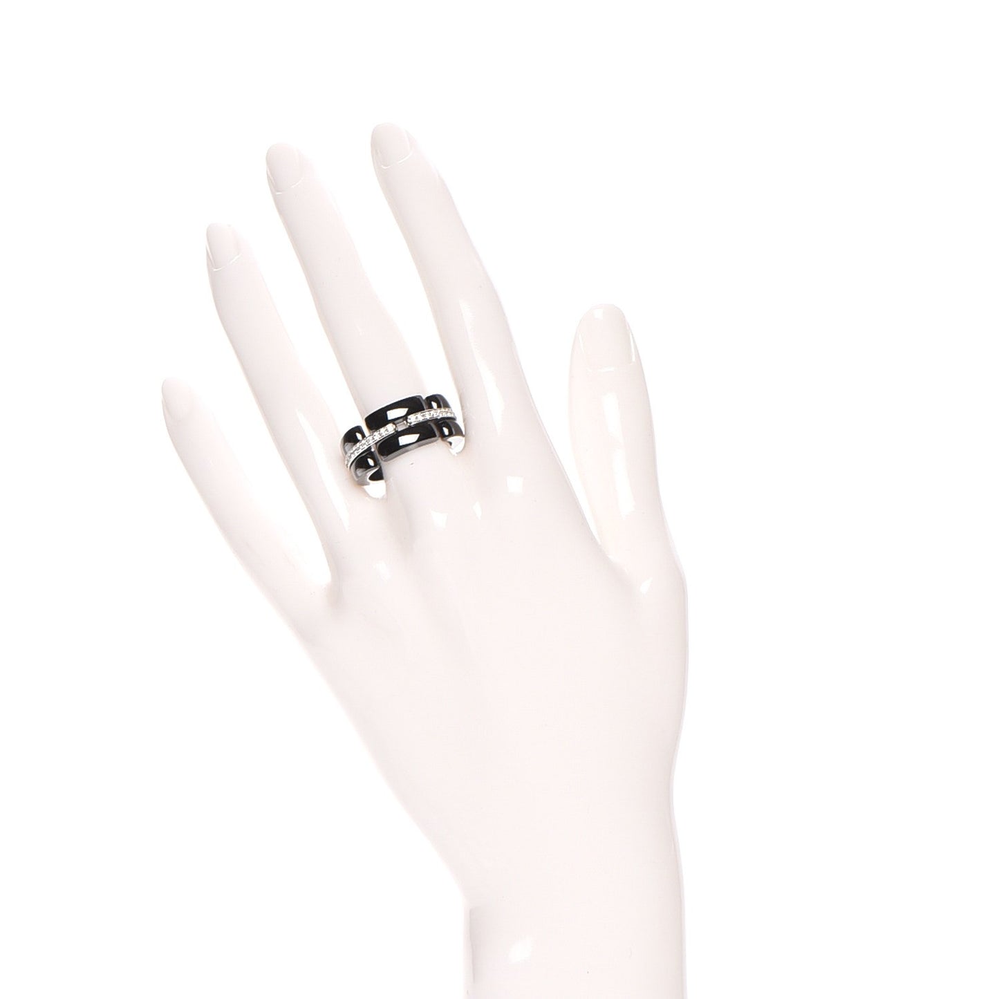 18K White Gold Diamond Ceramic Medium Ultra Ring 57 8 Black