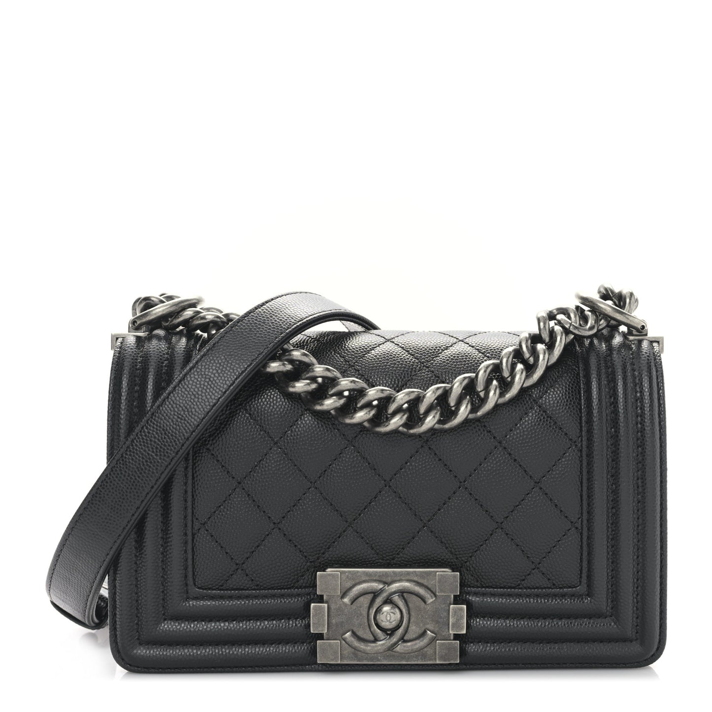 Caviar Quilted Small Boy Flap Black