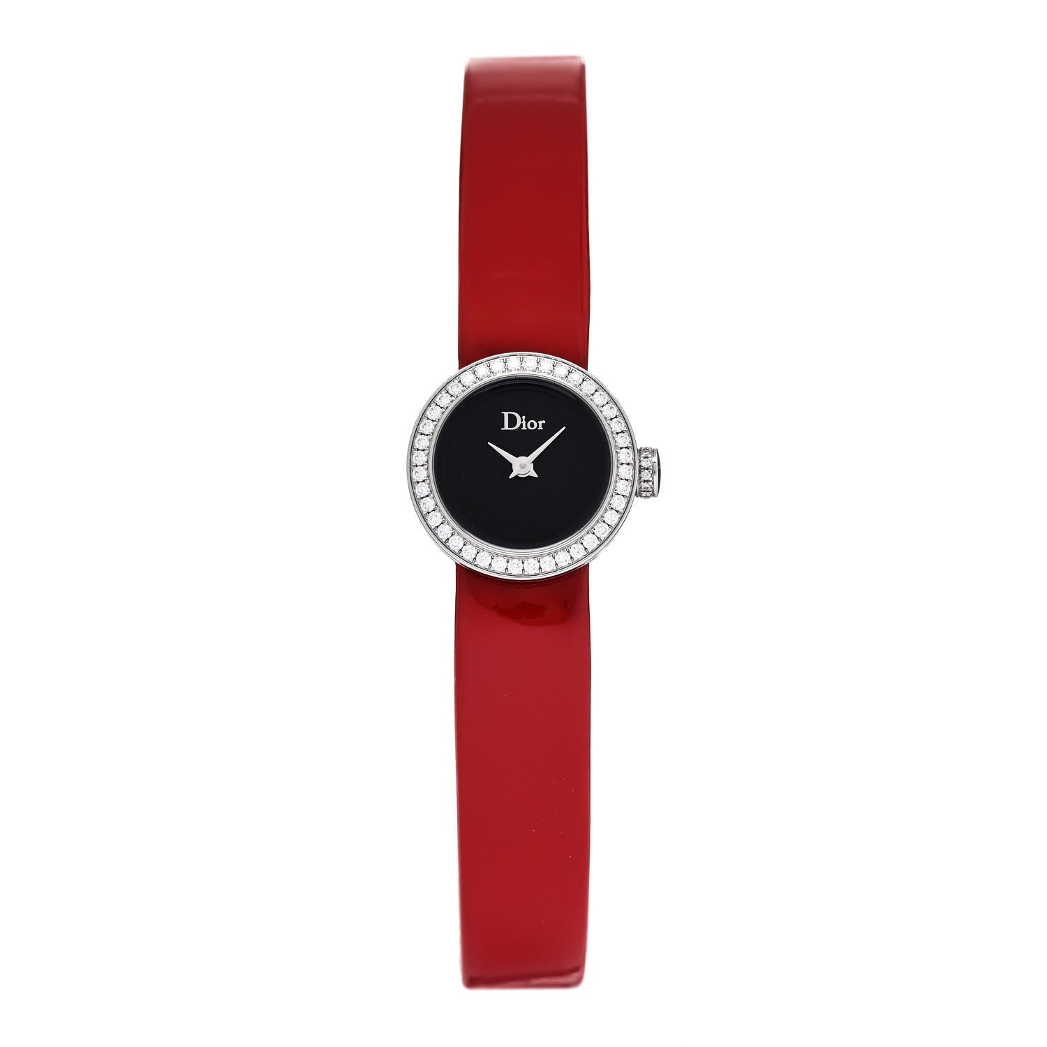 Christian Dior Stainless Steel Patent Diamond Bezel 19mm La D De Dior Quartz Watch Black 1 of 4