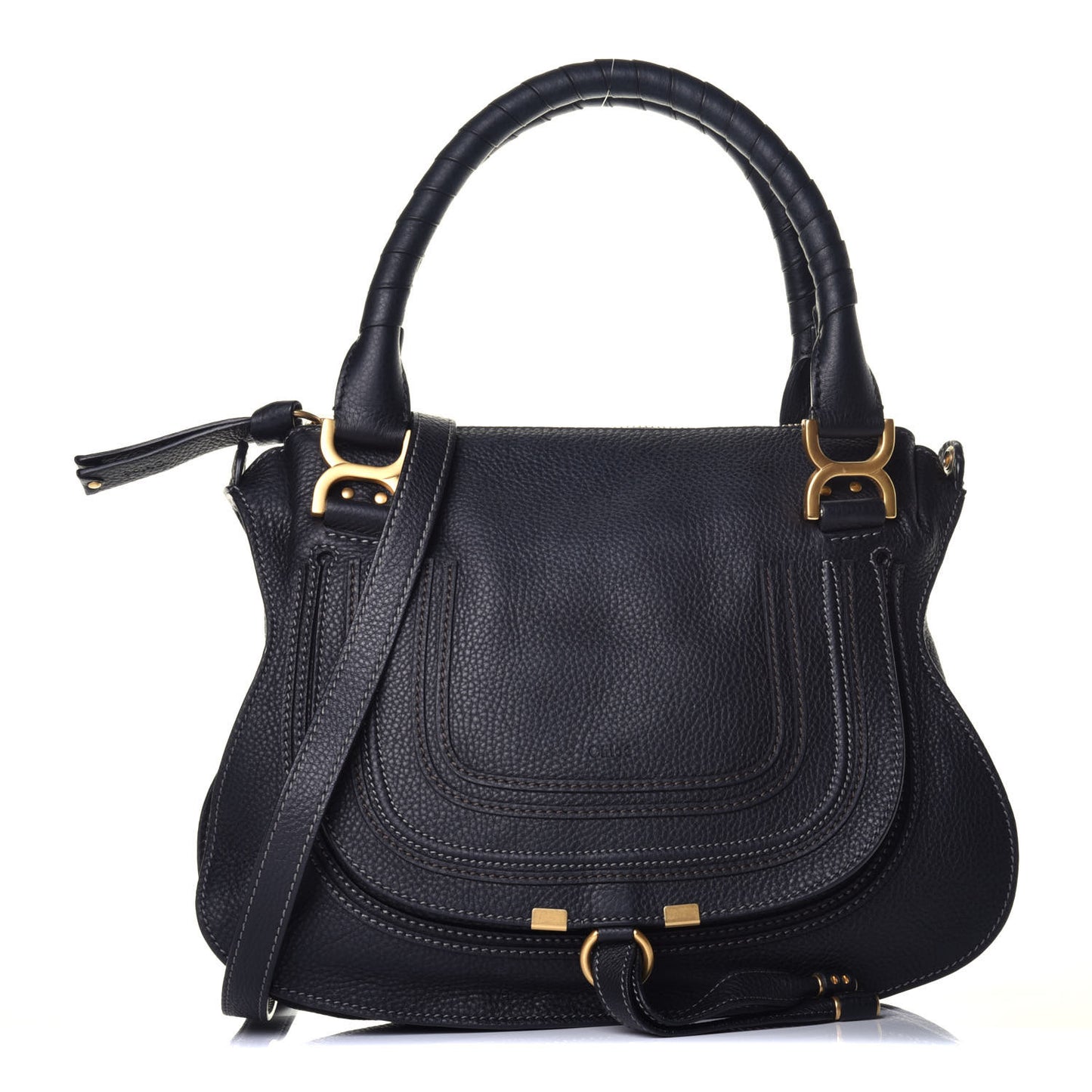 Calfskin Medium Marcie Satchel Black