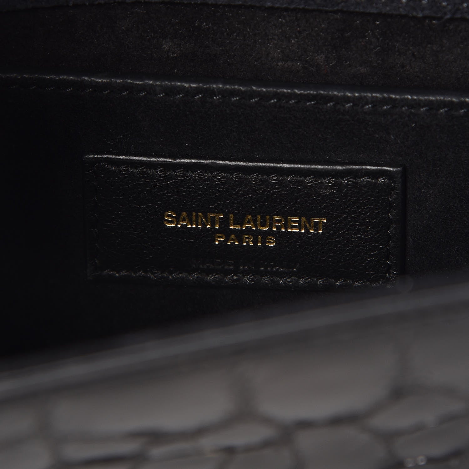 Saint Laurent Patent Crocodile Embossed Small Classic Monogram Kate Satchel Black 8 of 8