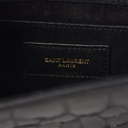 Saint Laurent Patent Crocodile Embossed Small Classic Monogram Kate Satchel Black 8 of 8