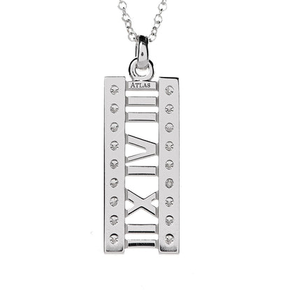 Tiffany 18K White Gold Diamond Atlas Bar Pendant Necklace 5 of 8