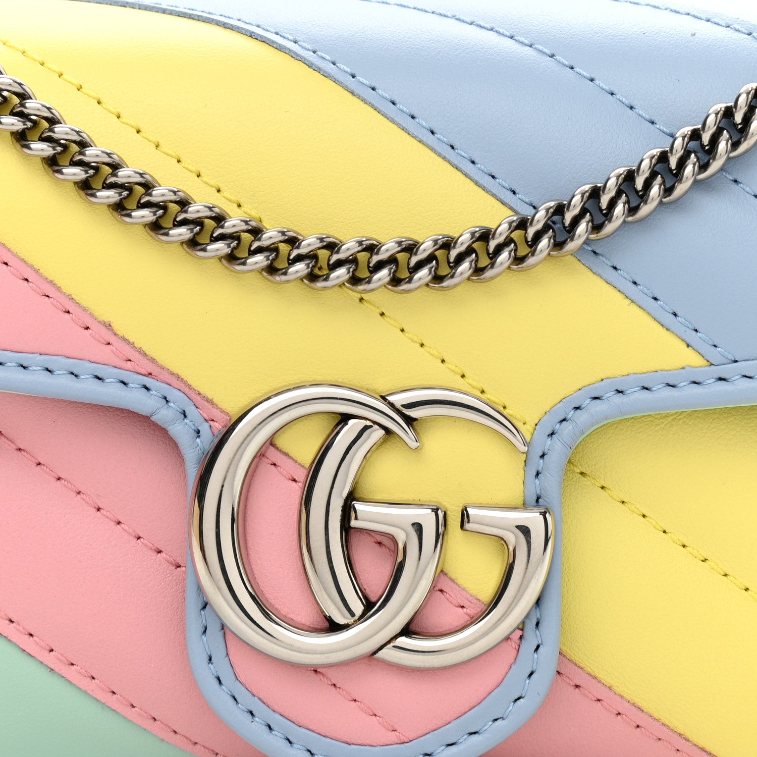 Gucci Calfskin Matelasse Diagonal Super Mini GG Marmont Shoulder Bag Multicolor Pastel 8 of 12