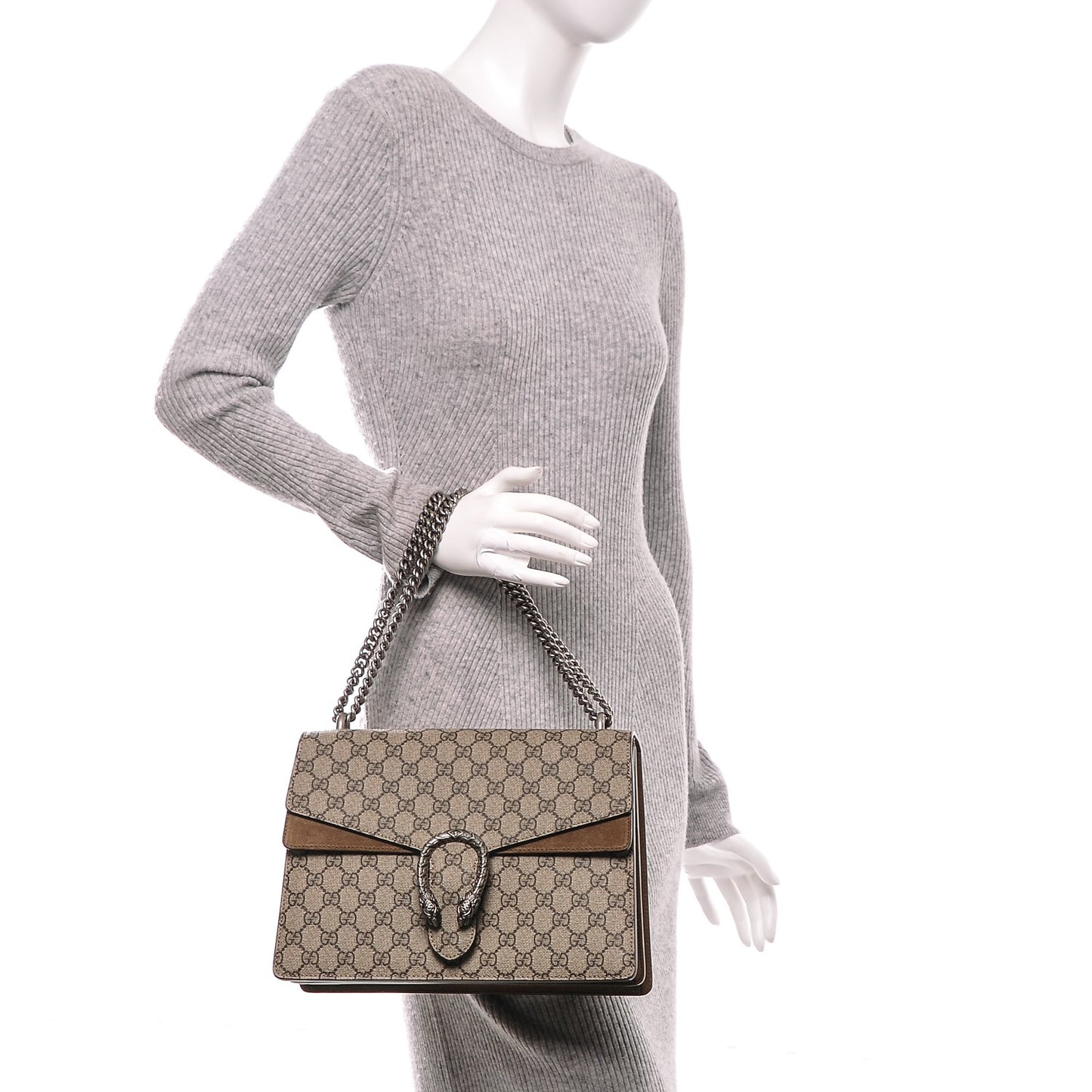 GG Supreme Monogram Medium Dionysus Shoulder Bag Taupe