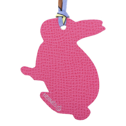 Hermes Epsom Petit H Bunny Bag Charm Lime Rose Shocking 4 of 5