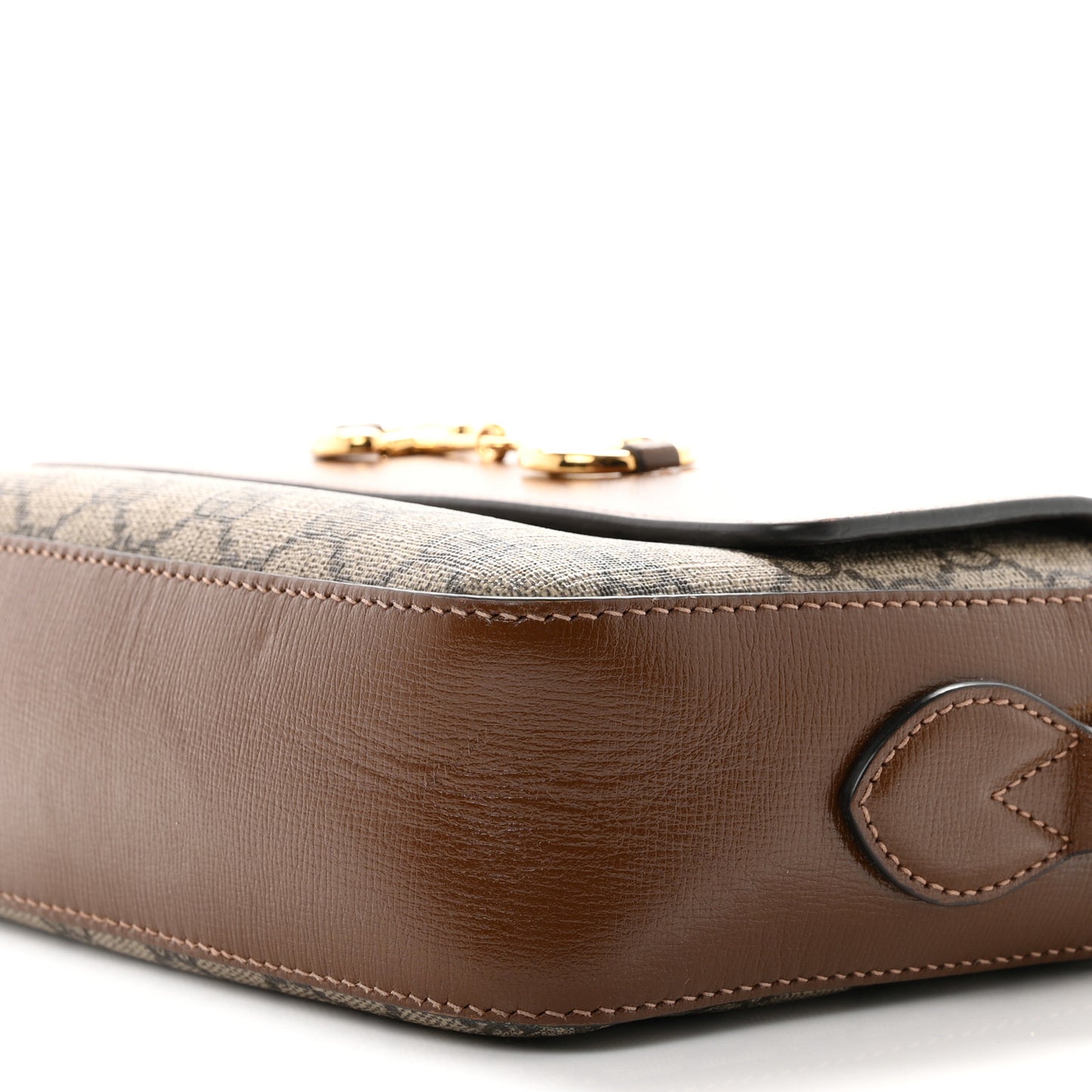 GG Supreme Monogram Small Horsebit 1955 Shoulder Bag Beige Brown Sugar