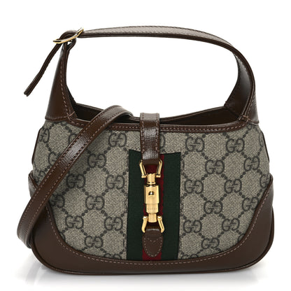 Gucci GG Supreme Monogram Azalea Calfskin Web Mini Jackie 1961 Hobo Beige Ebony Brown Sugar 1 of 18