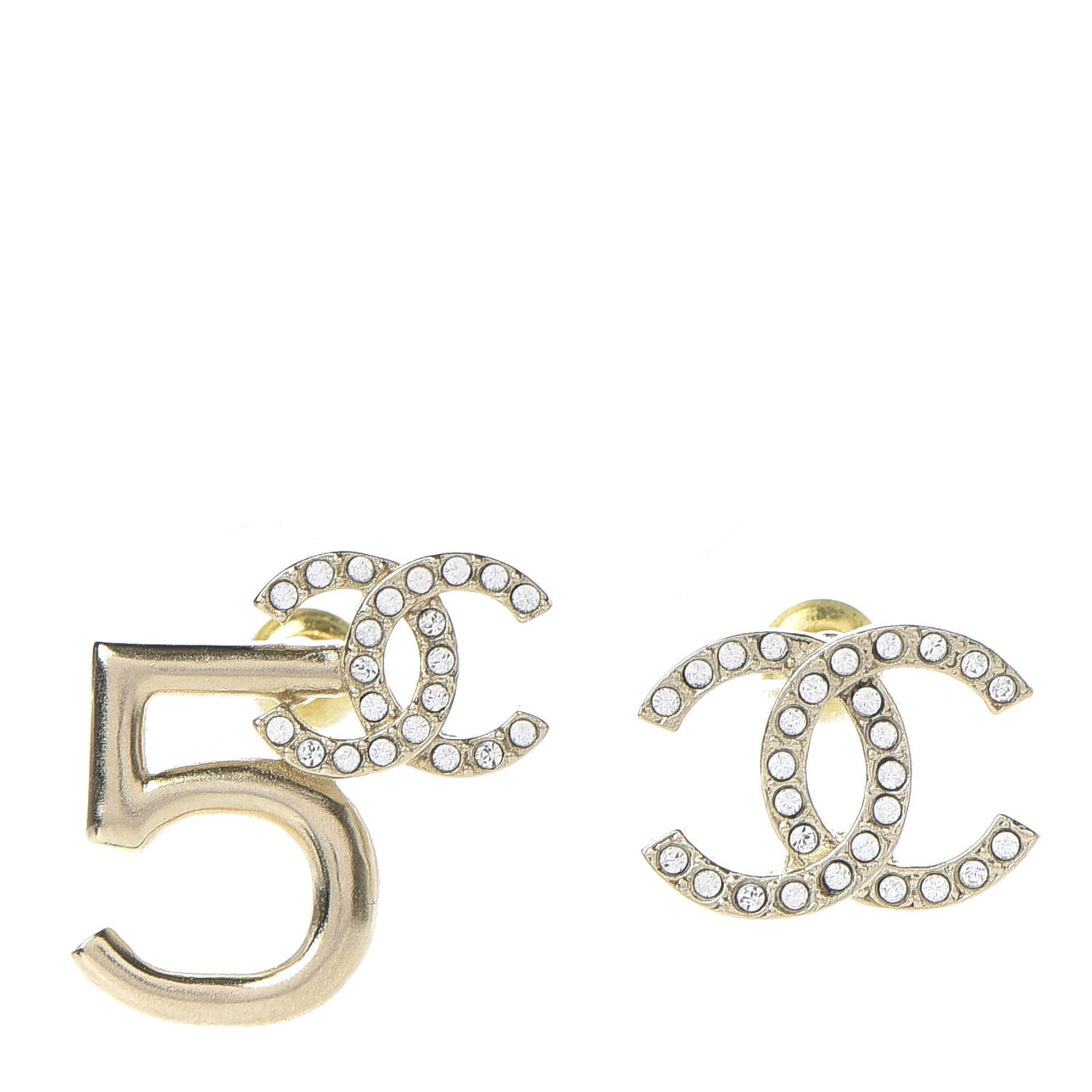 Crystal CC No 5 Earrings Gold