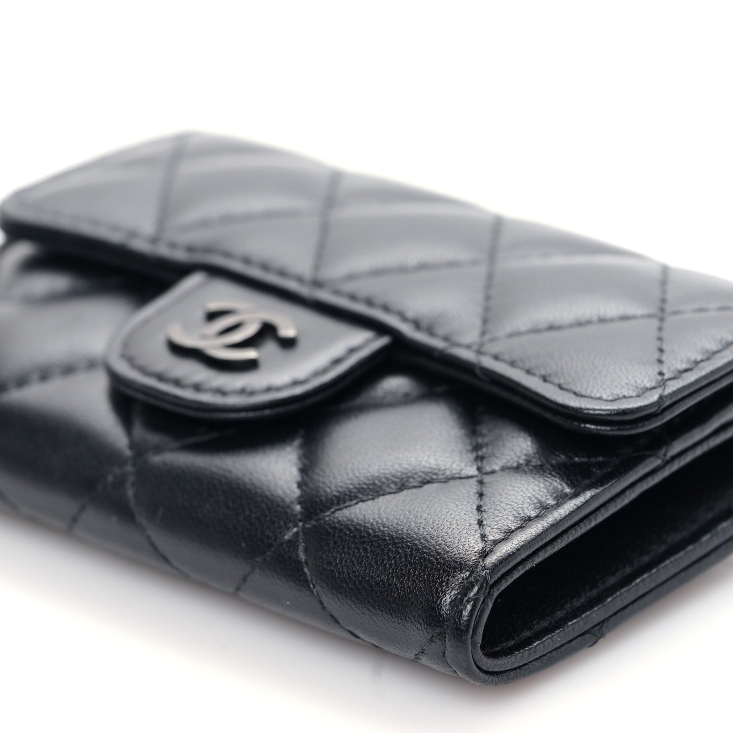 Chanel Lambskin Quilted Flap Card Holder Wallet So Black 10 of 11