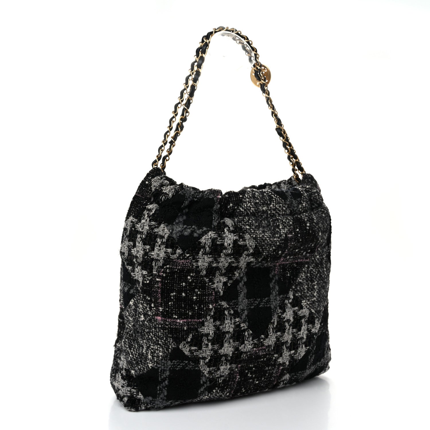 Chanel Tweed Patchwork Quilted Chanel 22 Black Grey Pink 4 of 11