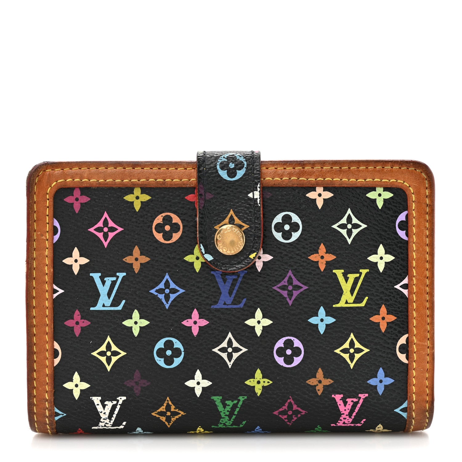 Louis Vuitton Monogram Multicolor French Purse Wallet Black 1 of 14