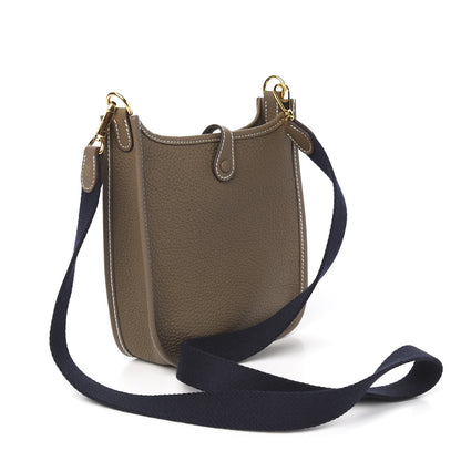 Hermes Taurillon Clemence Amazone Evelyne TPM Etoupe Bleu Indigo 2 of 10