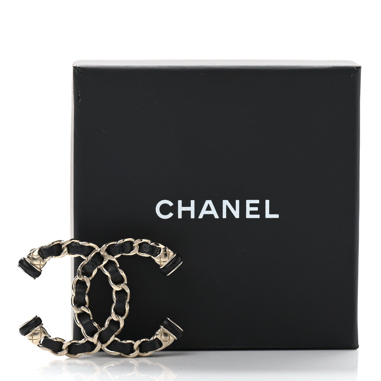 Chanel Lambskin Chain CC Brooch Black Gold 7 of 7