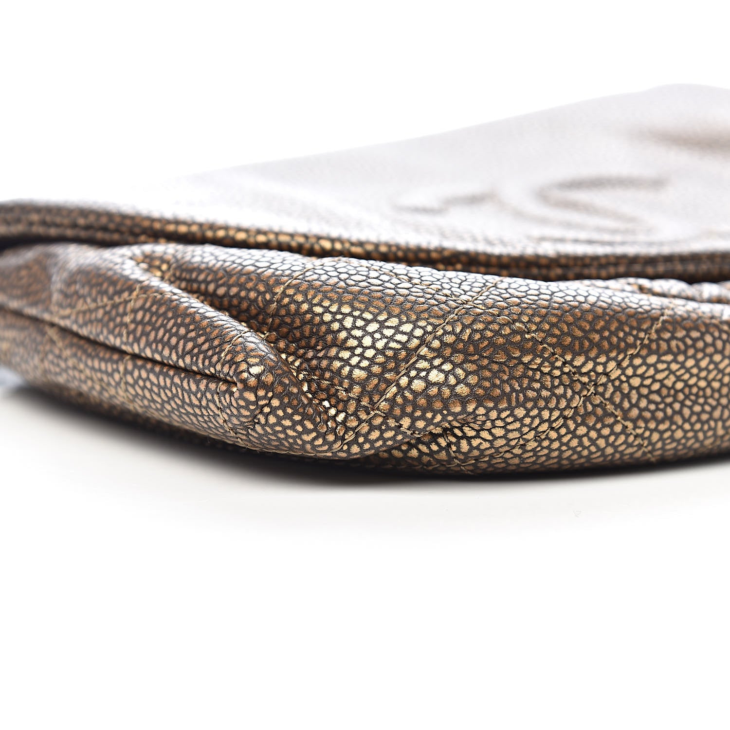 Chanel Metallic Caviar Half Moon Wallet On Chain WOC Bronze 10 of 13