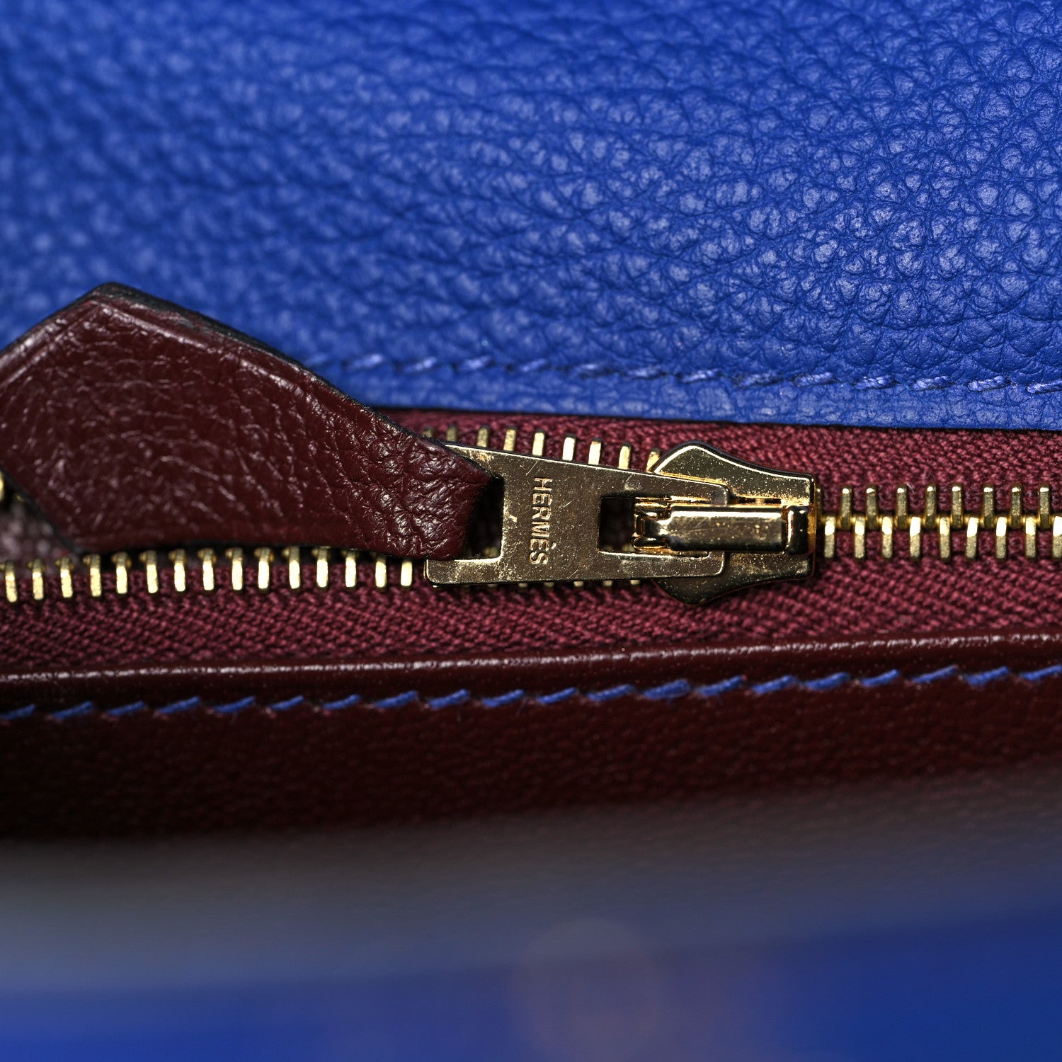 Hermes Togo Horseshoe Kelly Retourne 25 Bleu Electrique Bordeaux 21 of 38