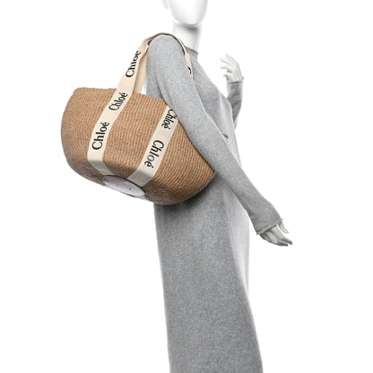 Chloe Raffia Large Woody Basket Bag White 2 of 9