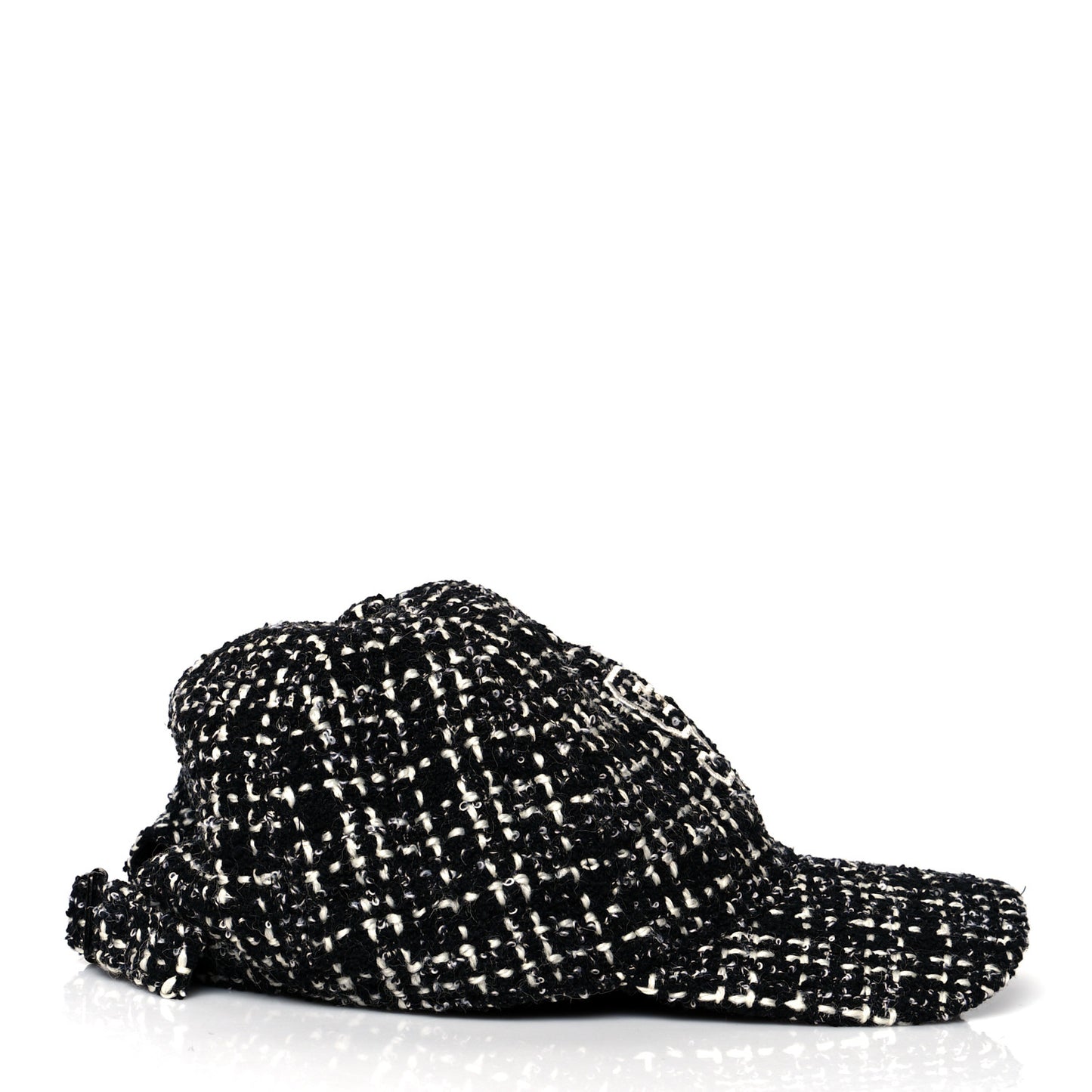 Wool Tweed Embroidered Baseball Cap 57 Black
