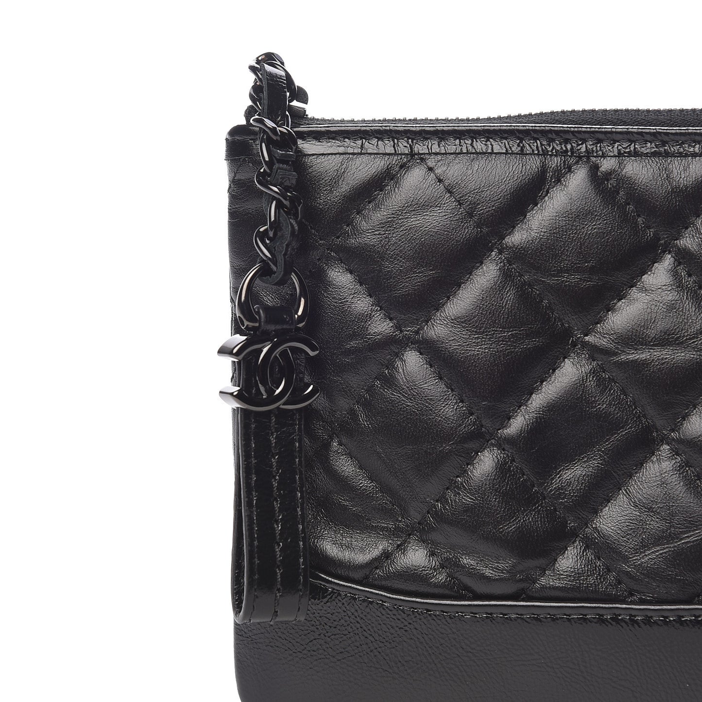Aged Calfskin Quilted Small Gabrielle Pouch So Black