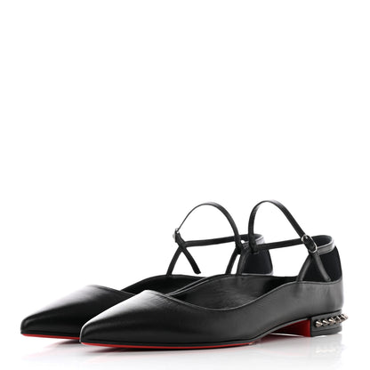 Christian Louboutin Calfskin Conclusive Ankle Strap Flats 38 Black 3 of 16